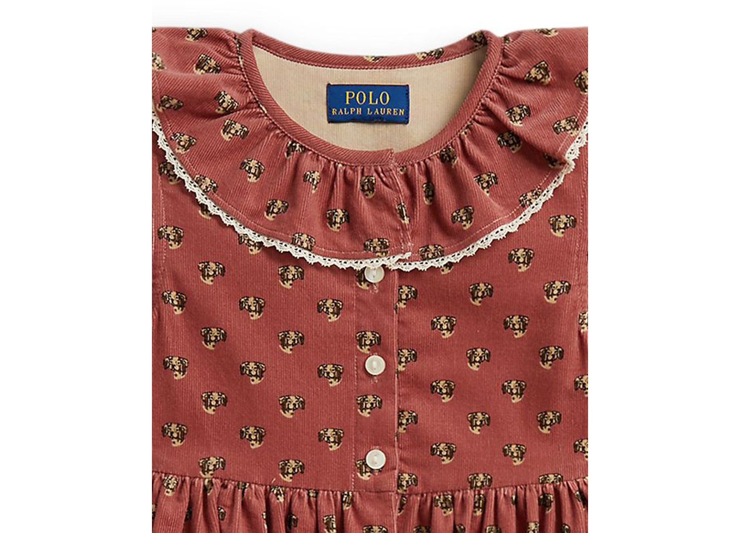 Girls' 2T-6X Floral Cotton Corduroy Shirt Dress
