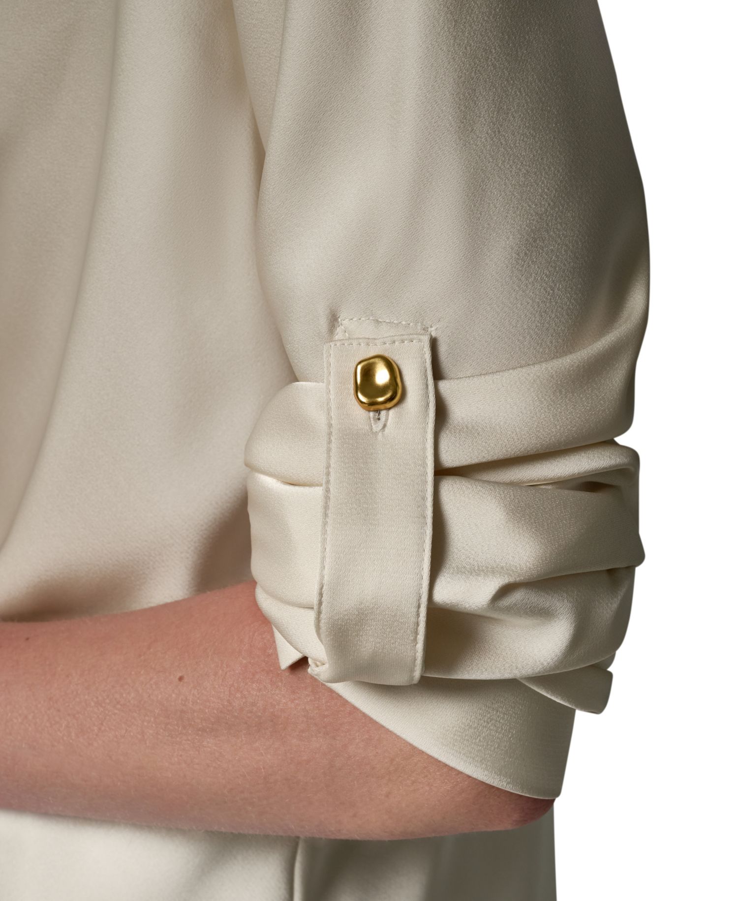 Petite Satin Back Crepe Long-Sleeve Top