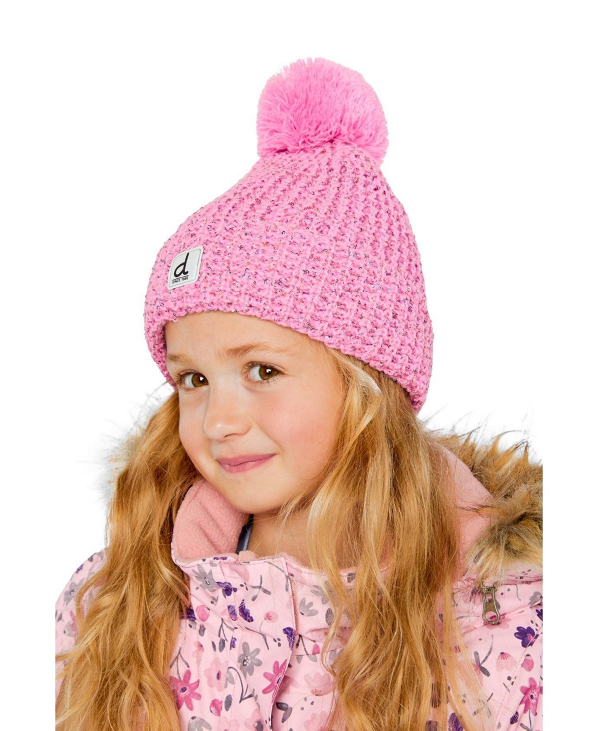Deux par Deux Kids & Baby Toddler Girl 2-4 Winter Knit Hat with Pompom