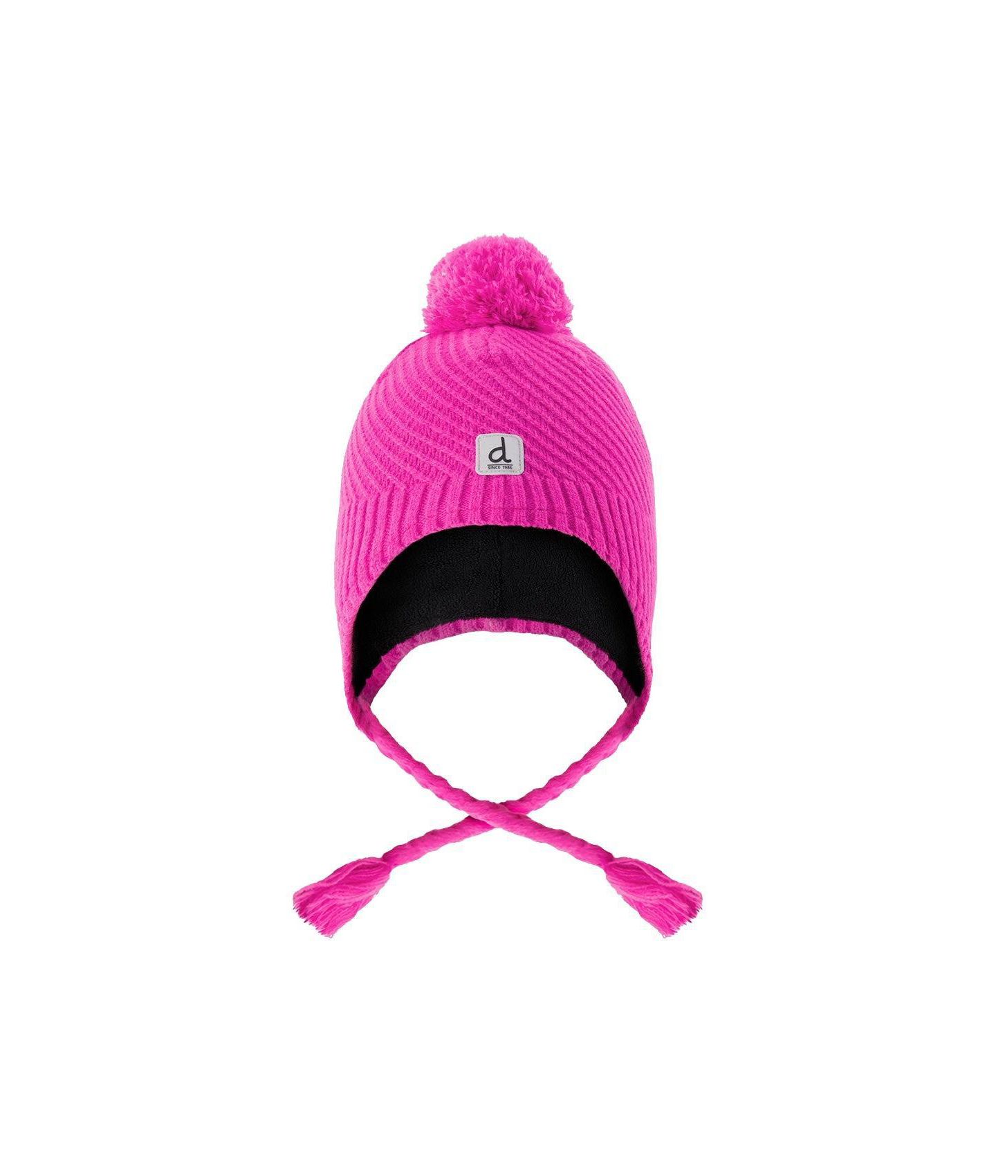 Шапка Deux par Deux Winter Peruvian Knit Hat with Pompom для девочек, цвет: Яркий розовый — фото 1