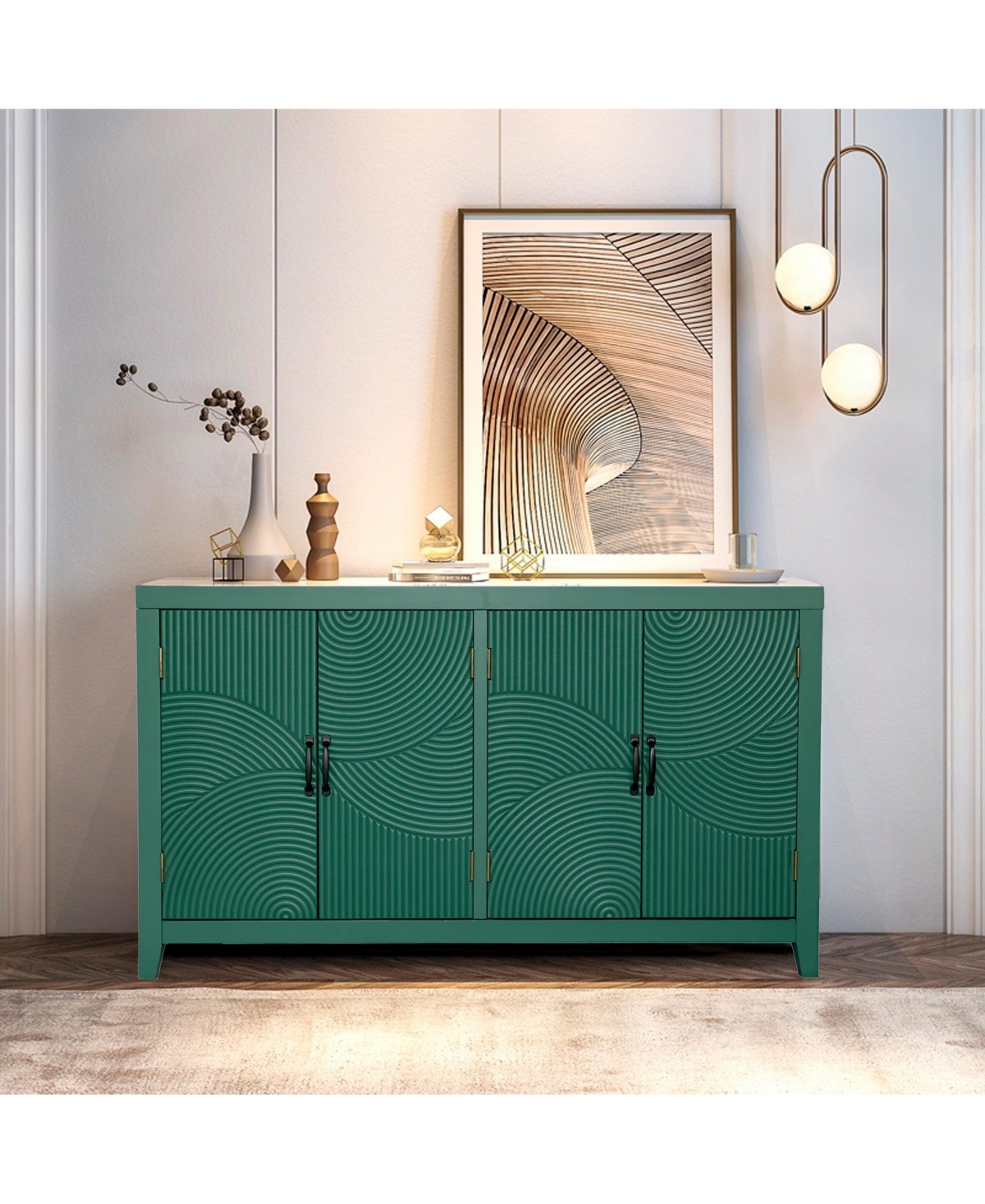 flynama Mid Century Accent Cabinet with 4 Doors