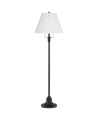 Dyna Traditional 58" Tall 2-Light Standing Floor Lamp Skinny Pole Pull Chain Finish Knife Pleated Shade