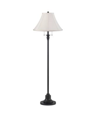 Dyna Traditional 58" Tall 2-Light Standing Floor Lamp Skinny Pole Pull Chain Finish Shantung Shade