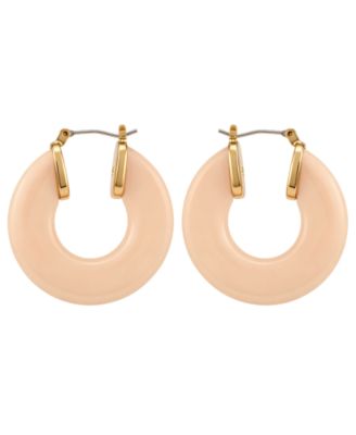 Gold-Tone Serpentine Stone Hoop Earrings