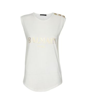 Women's Logo Print Jersey Tank Top with Shoulder Buttons