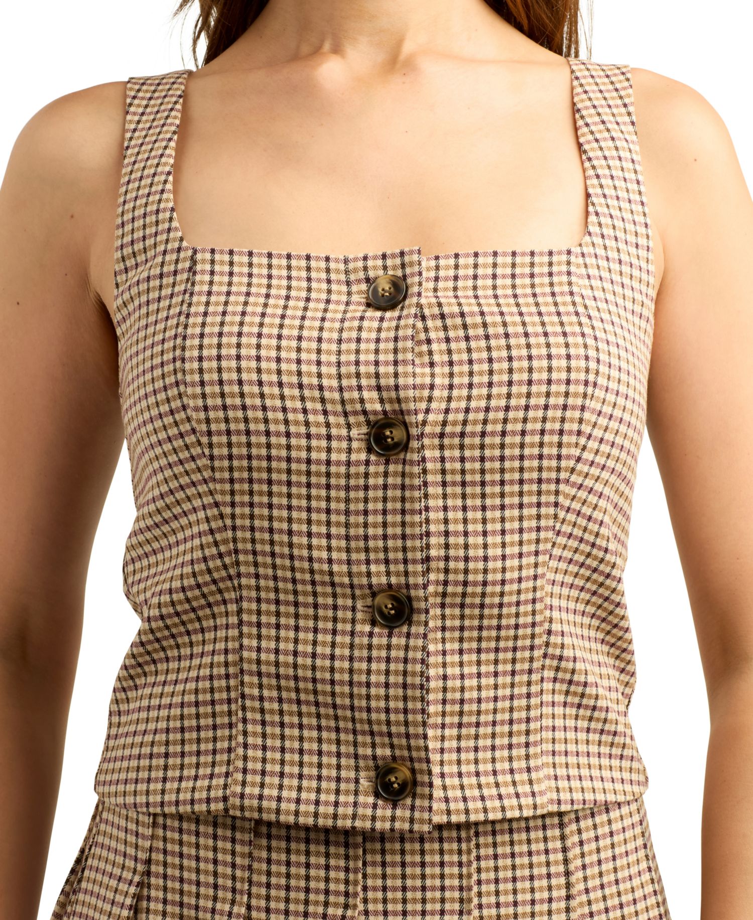 Juniors' Square Neck Button-Front Tank Top