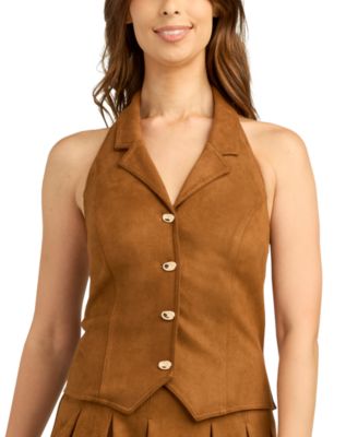 Juniors' Collared Halter Neck Top