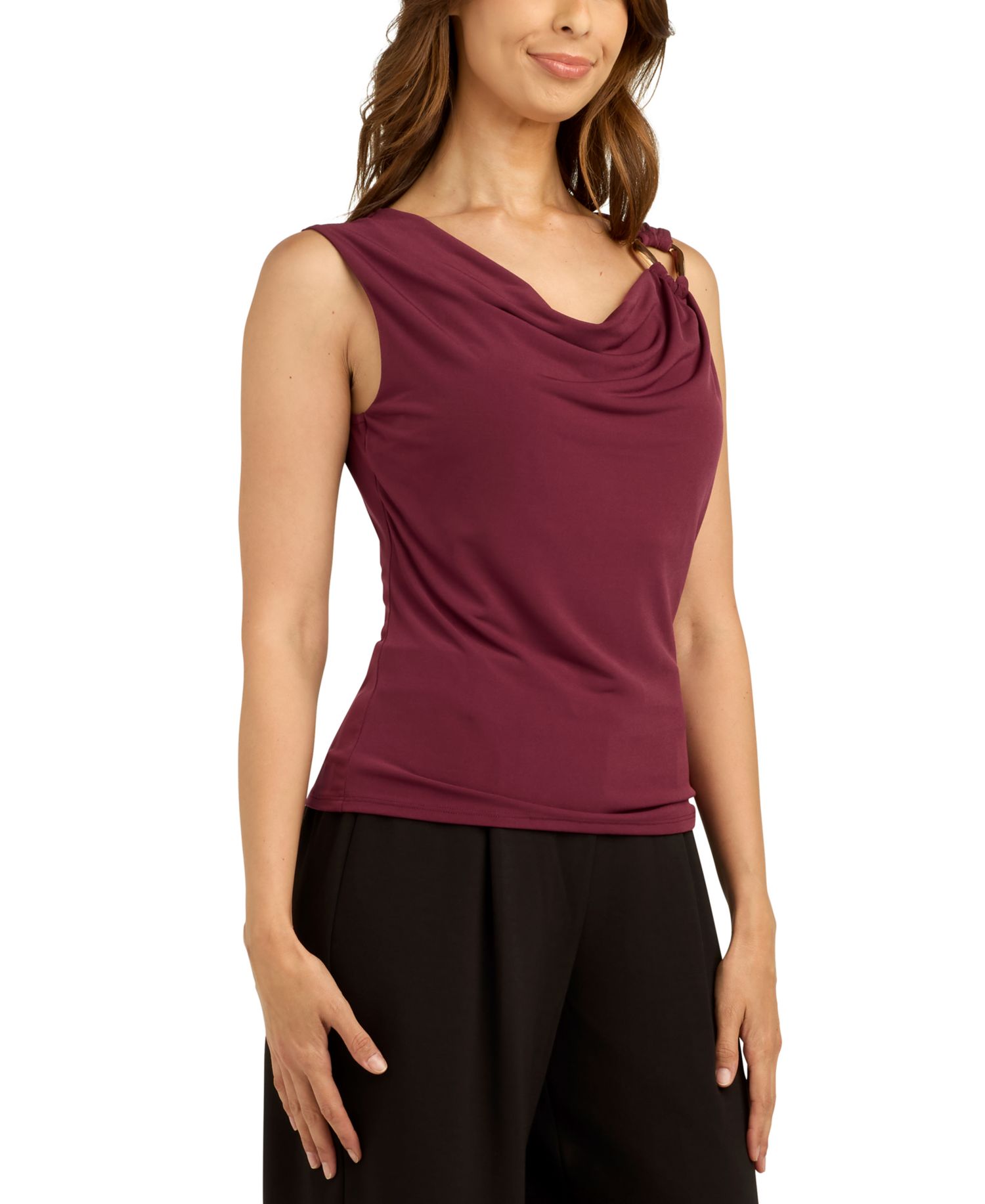 Juniors' Cowl Neck Sleeveless Tank Top