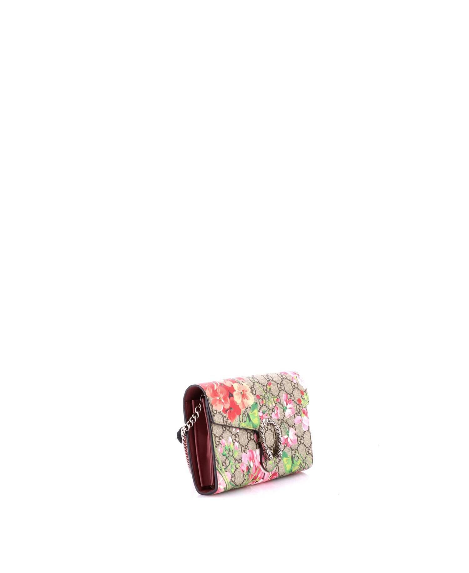 Small Dionysus Chain Wallet Blooms Print GG Coated Canvas