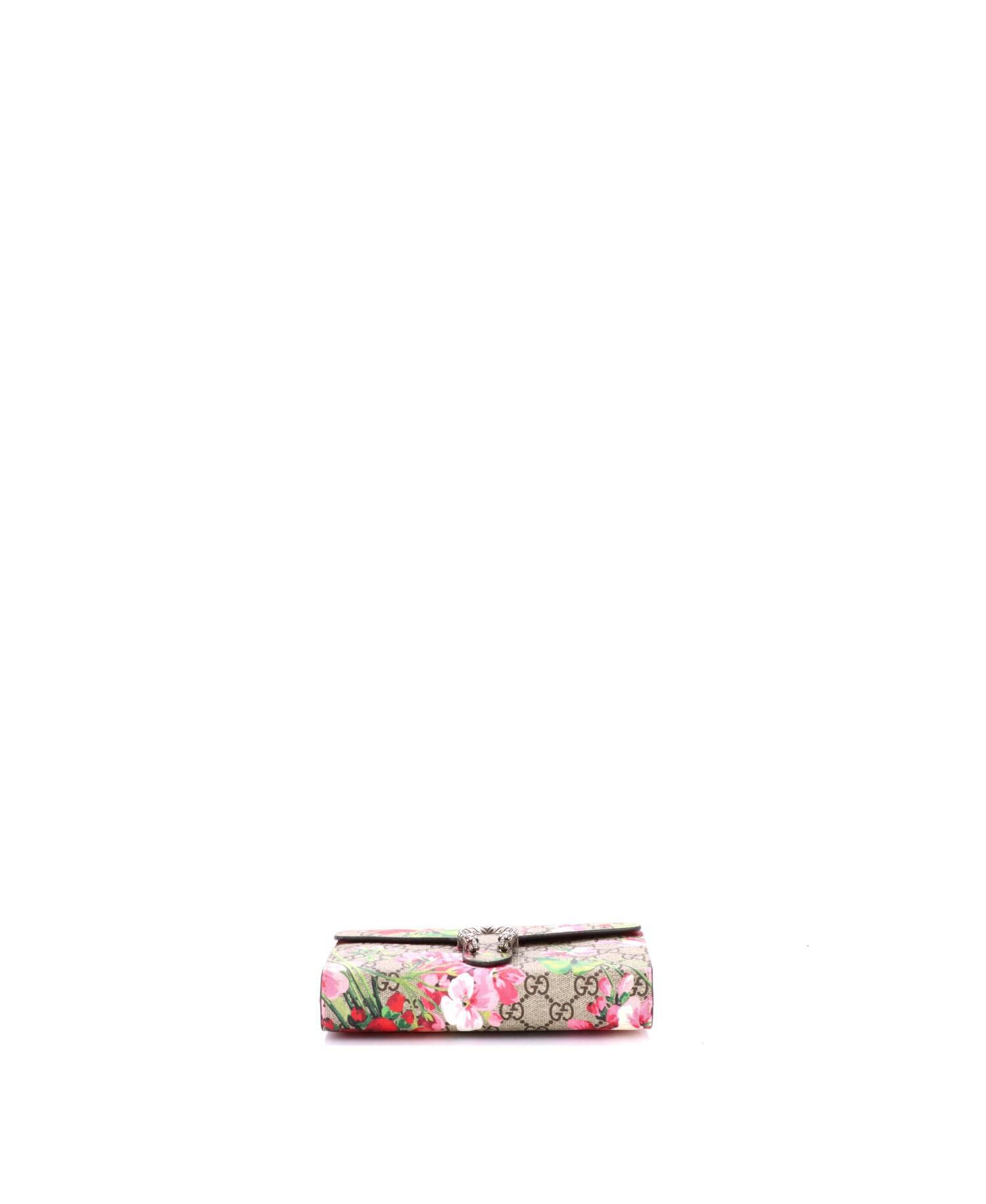 Small Dionysus Chain Wallet Blooms Print GG Coated Canvas