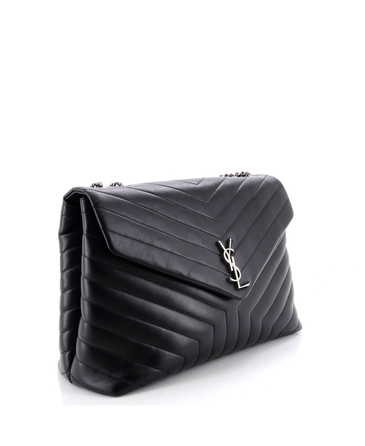 Pre-Owned Saint Laurent Large Loulou Shoulder Bag Matelasse Chevron Leather
