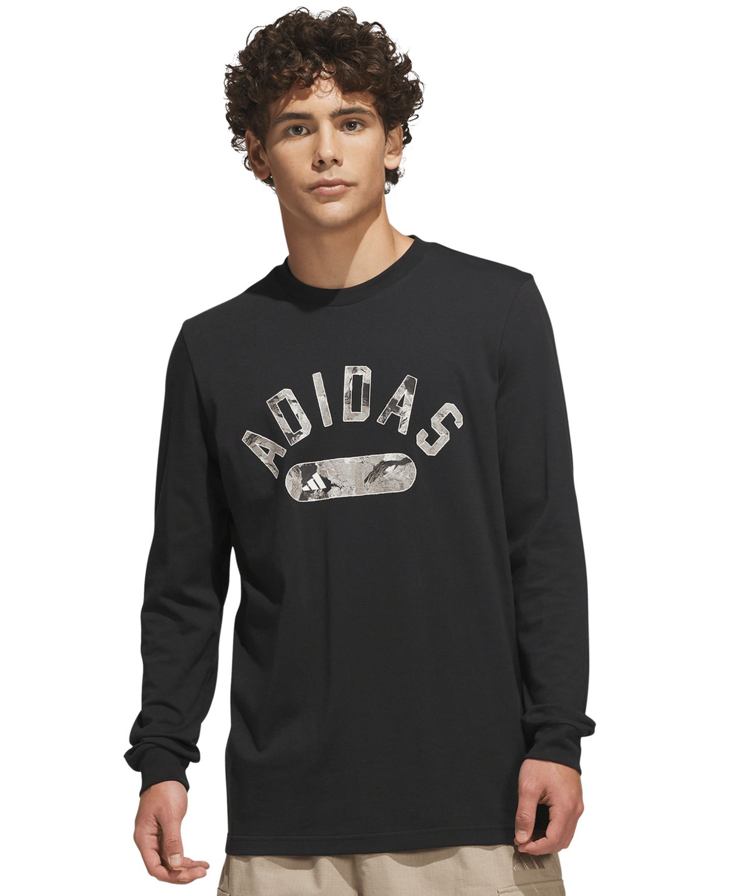 Мужская футболка adidas Rock Camo Graphic Crewneck, цвет: Чёрный — фото 1