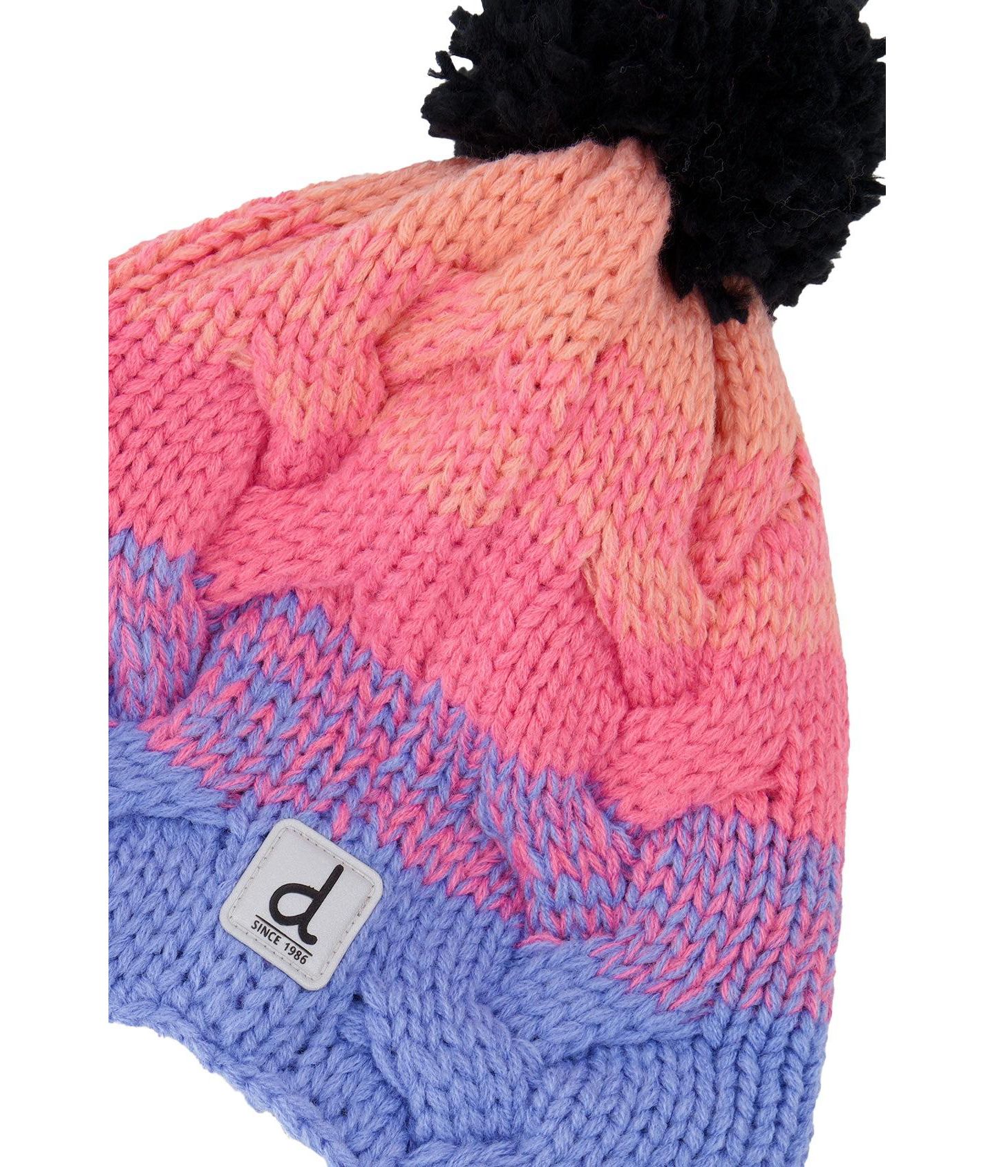 Шапка Deux par Deux Winter Peruvian Knit Hat with Pompom для девочек, цвет: Синий / Розовый — фото 4