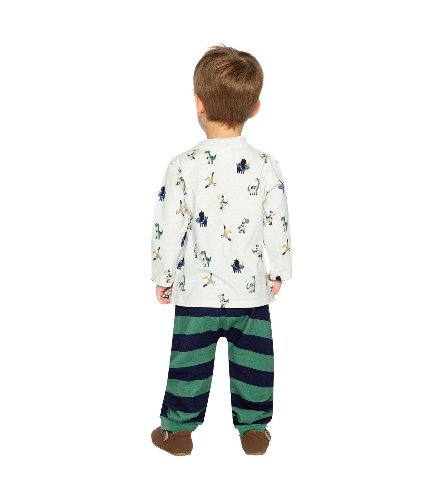 Baby Boy (6M-24M) Cotton T-Shirt and Fleece Pant Set Dinosaur Print