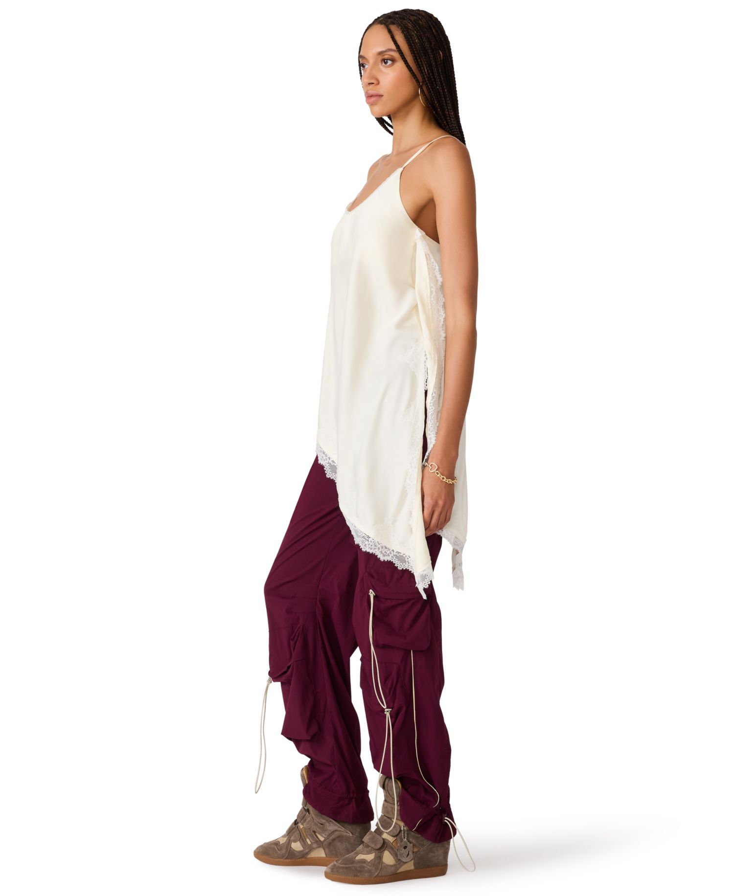 Women's Margan Sweetheart Neck Asymmetric Sleeveless Top