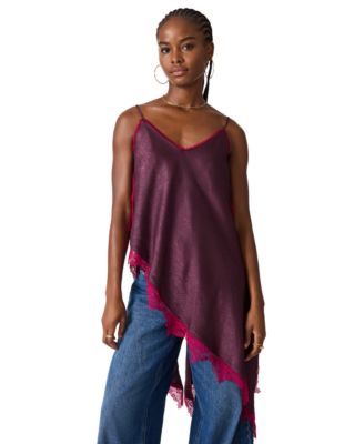 Women's Margan Sweetheart Neck Asymmetric Sleeveless Top