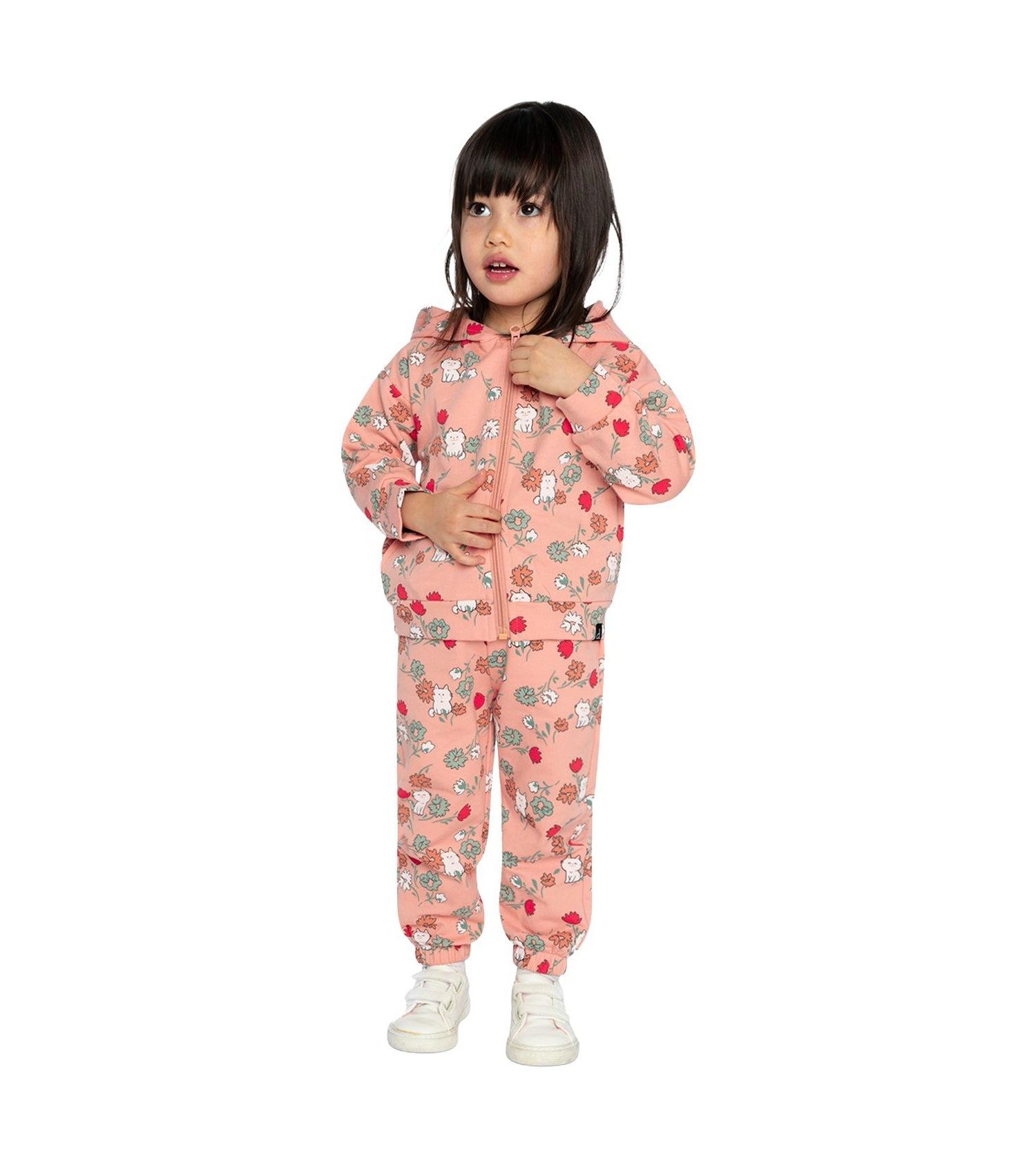 Little Girls (6-8) French Terry Sweatpants Cat Print
