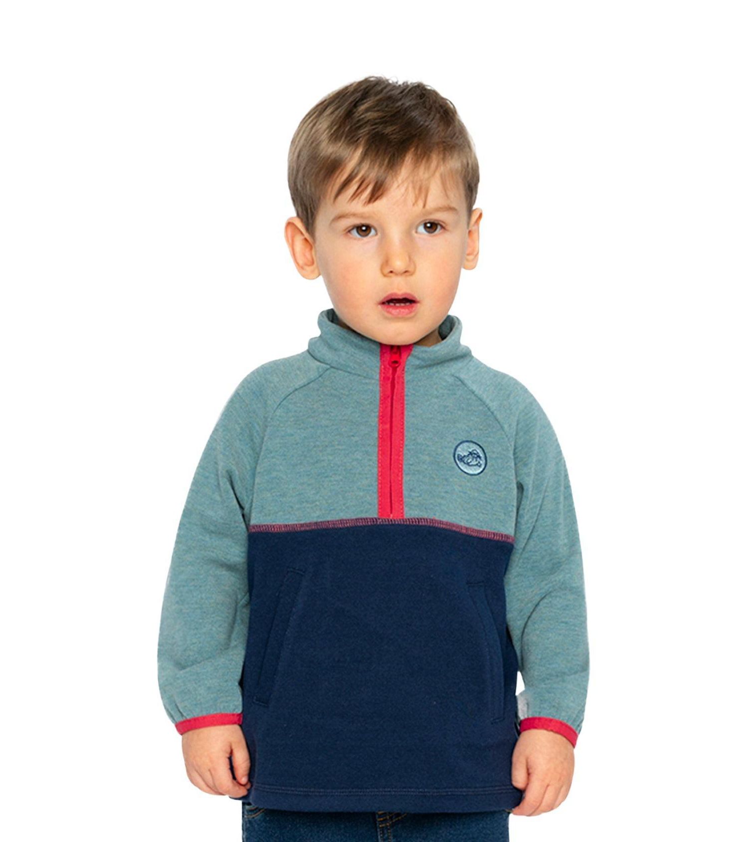 Baby Boys 12M - 24M Zip Mock Neck Top Pale Turquoise