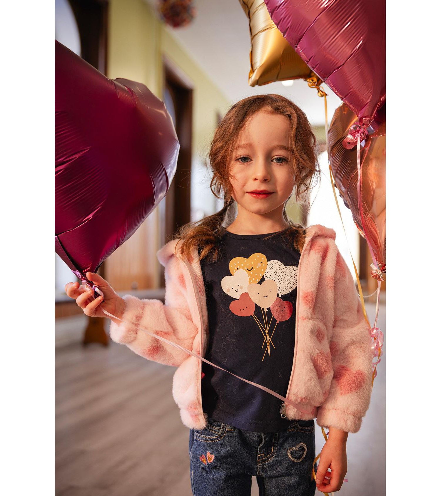 Little and Big Girl (6-8) Hooded Full Zip Faux Fur Jacket