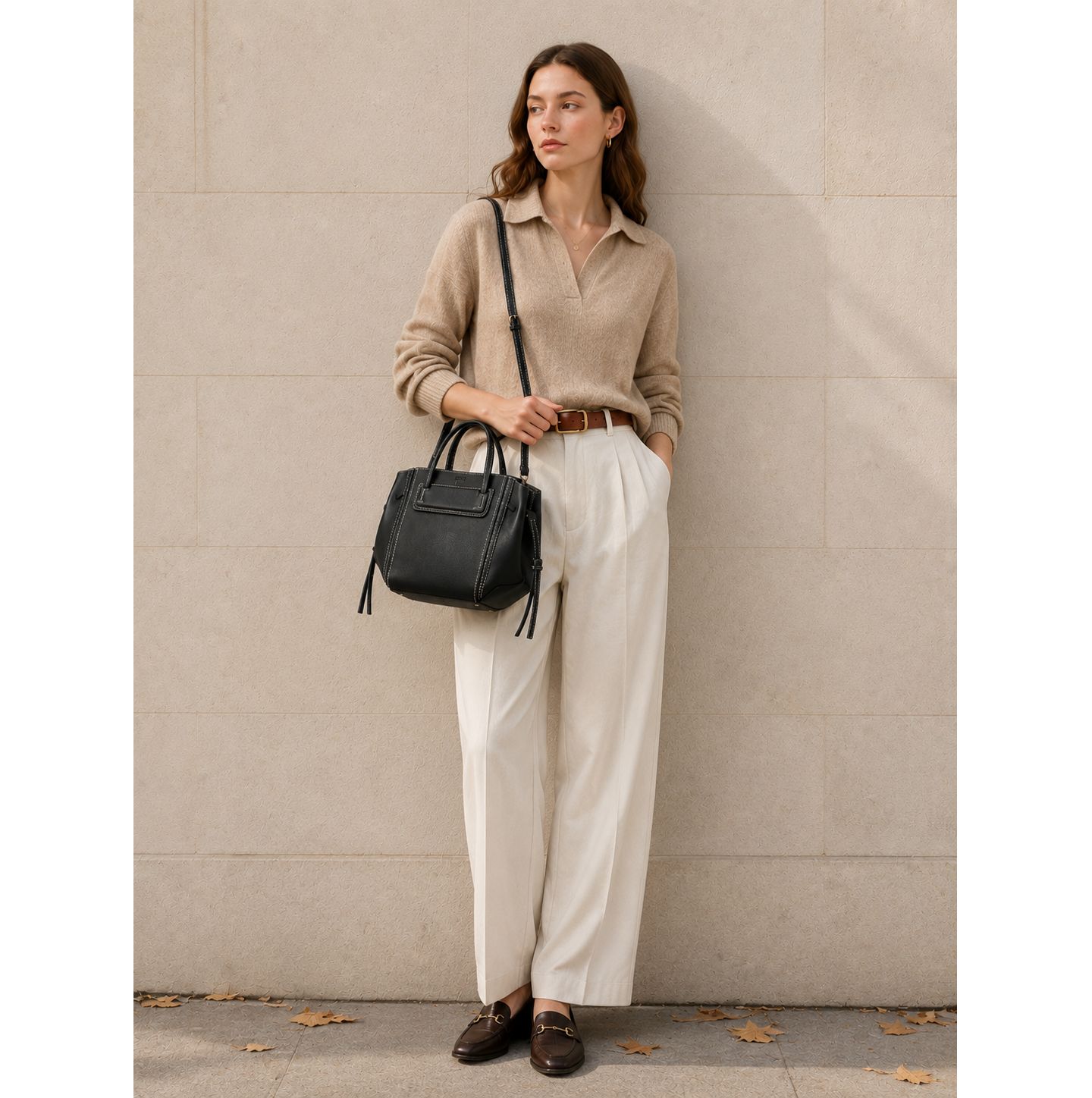 Женские сумки SUSU Hadley Leather Tote Bag Structured Shoulder Purse Minimalist Convertible Crossbody with Top Handles, цвет: Чёрный — фото 5