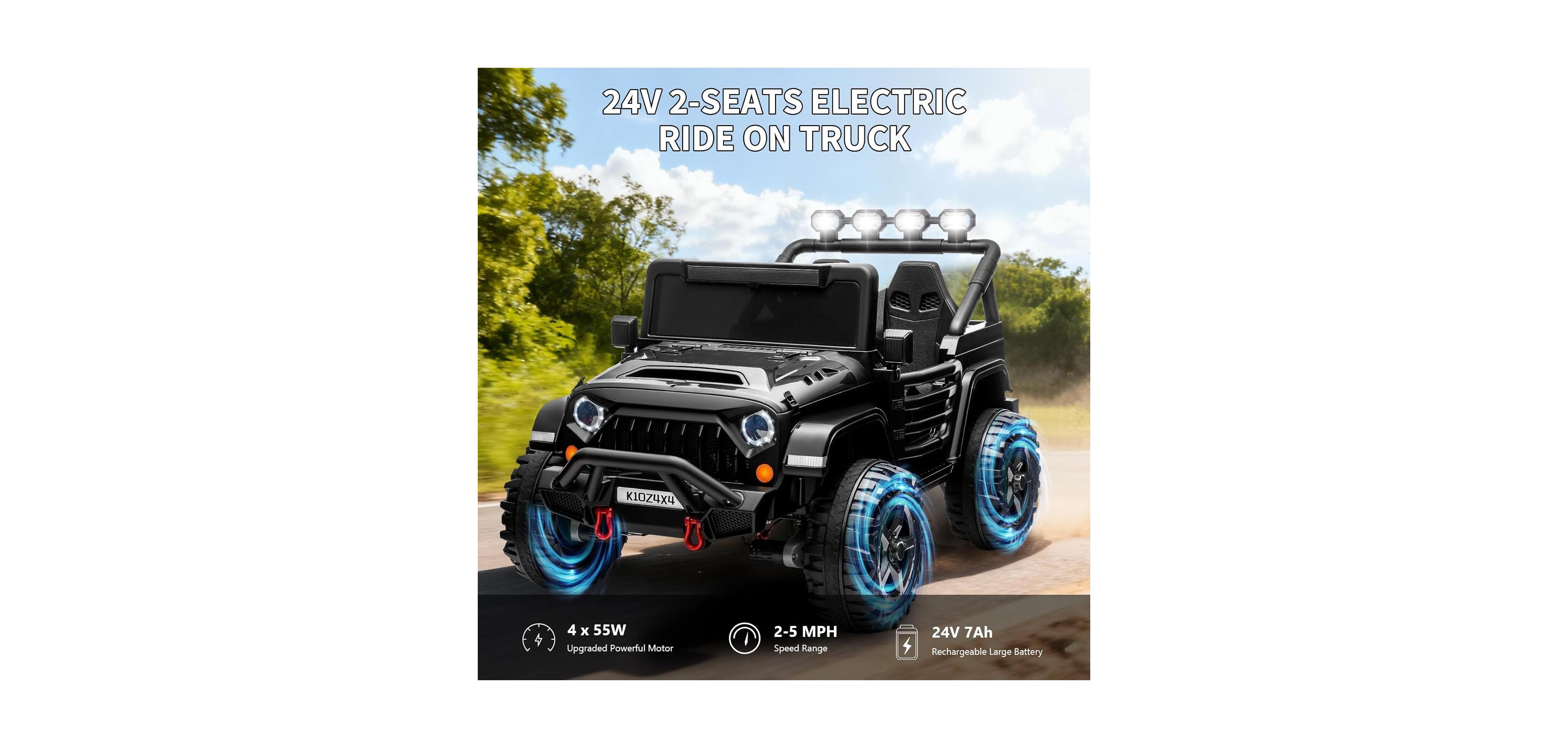 homfan 49.2 x 31.1 29.9 Inch Kids Electric Ride On Car 24V 2 Seater 4WD with Remote Control for Outdoor Play.