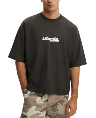 Men's Cropped Boxy-Fit Silhouette Graphic Crewneck T-Shirt