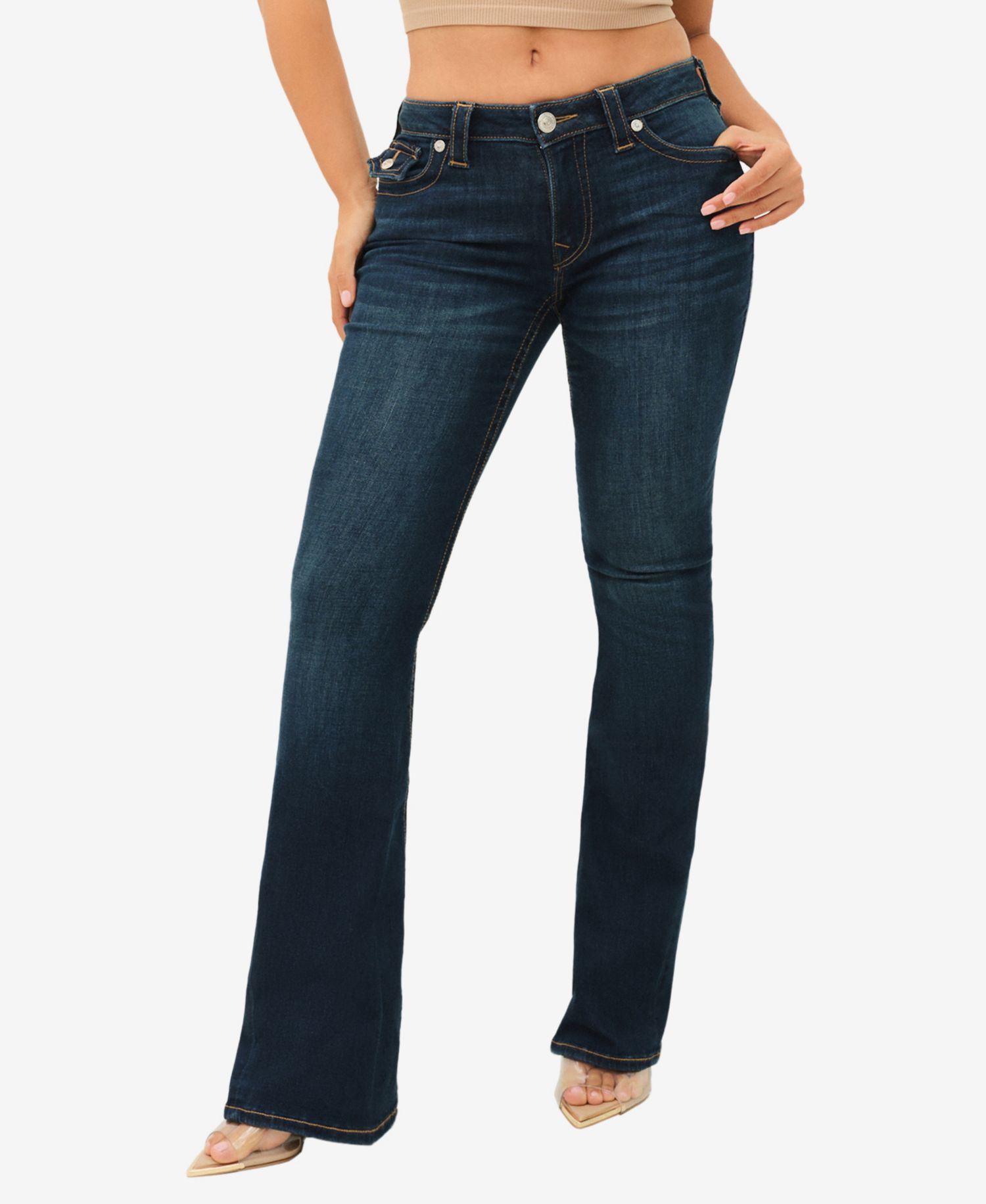 Women's Joey Mid-Rise Flare Flap Jeans