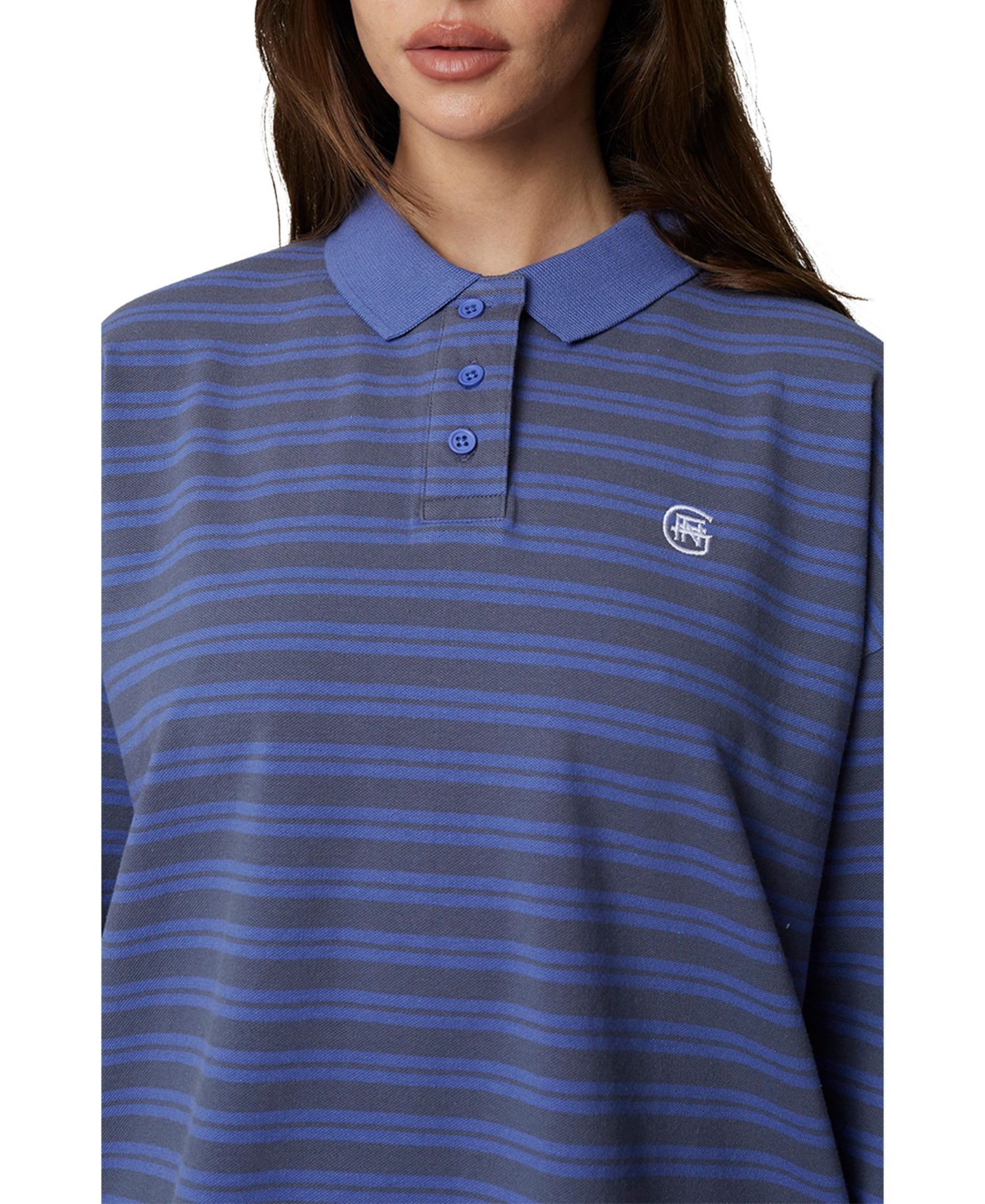Women's Long Sleeve Striped Polo