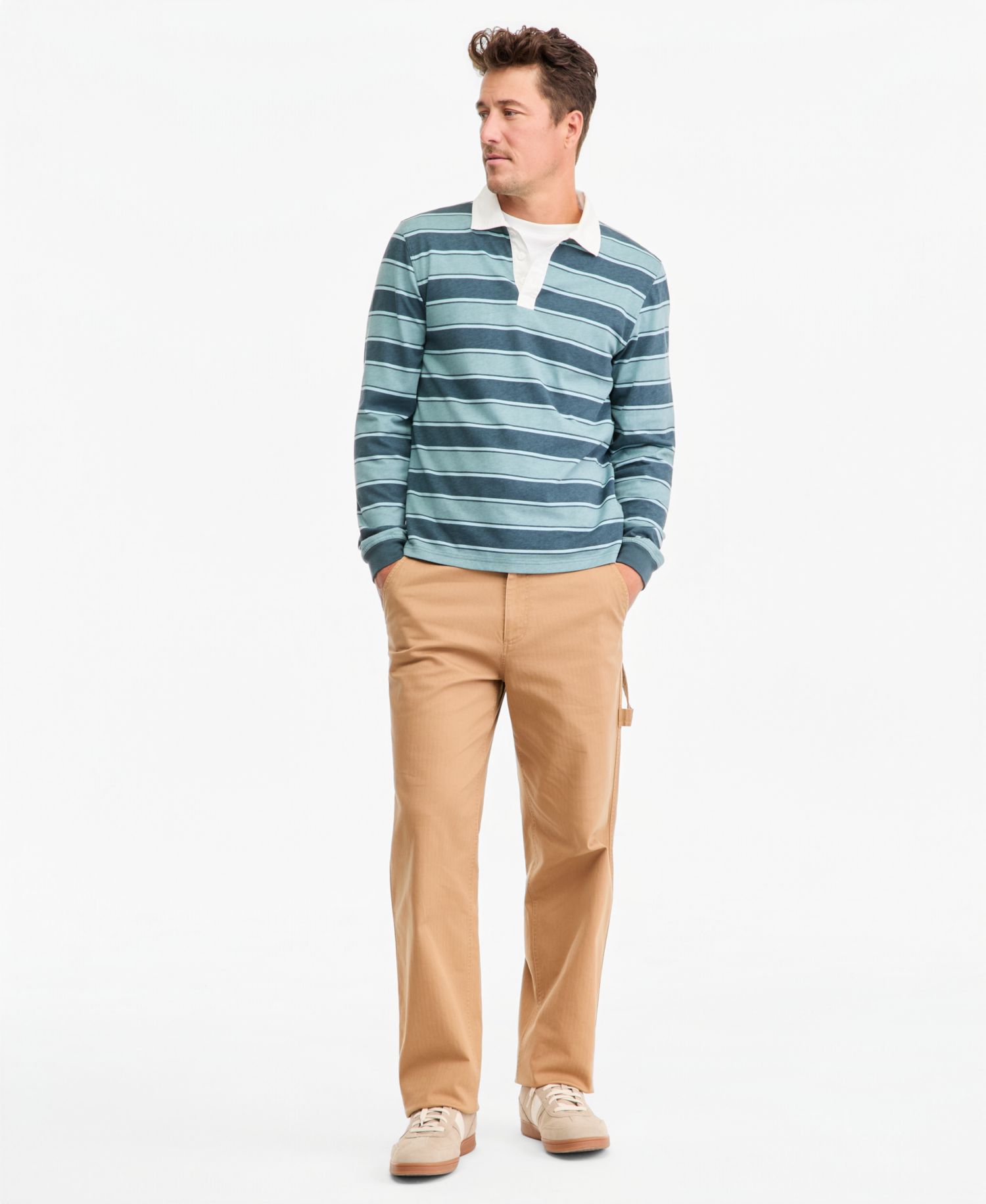 Men's Long-Sleeve Striped Rugby Shirt
