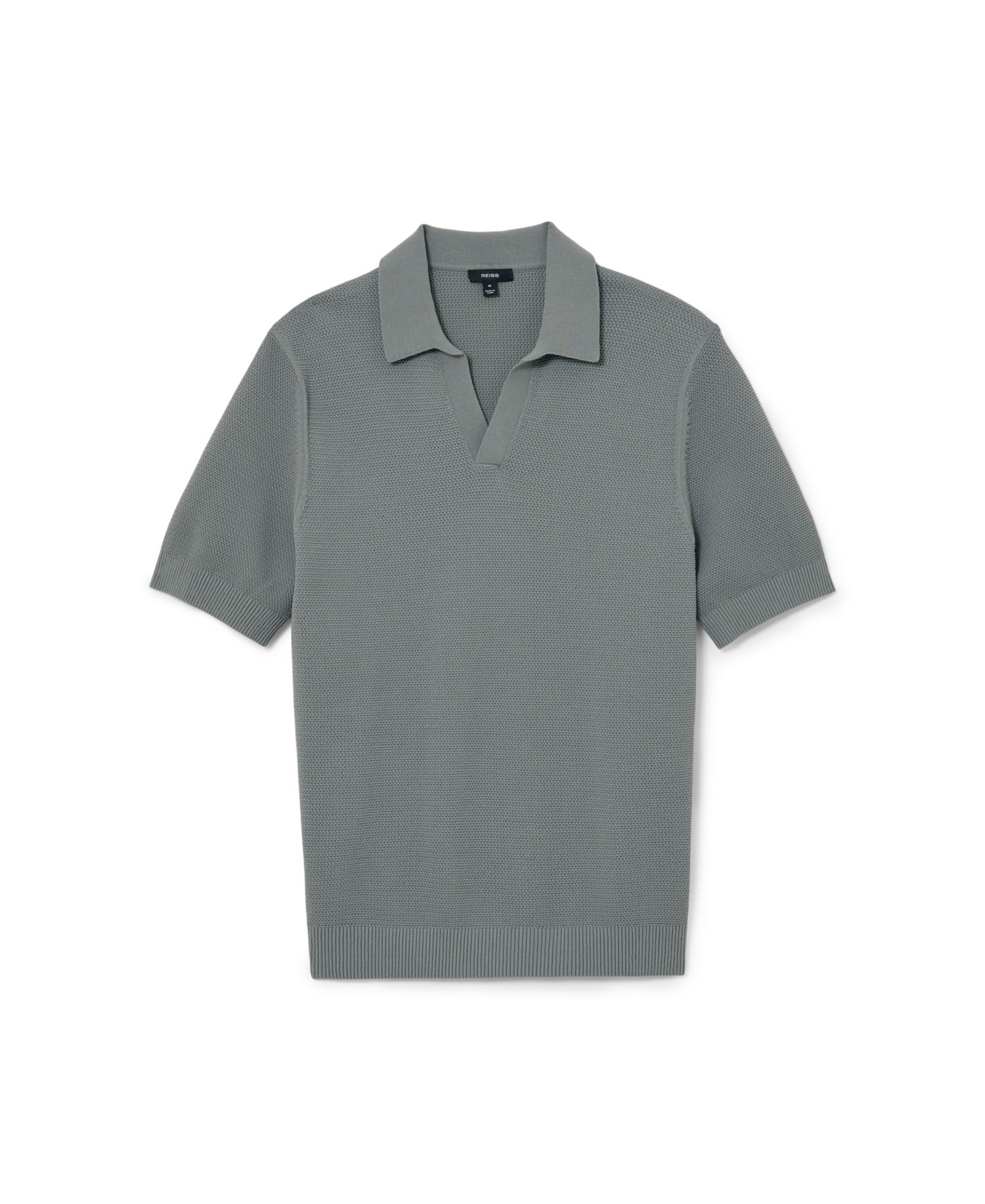 Men's Leon Cotton-Blend Basket-Stitch Open-Collar Polo Shirt