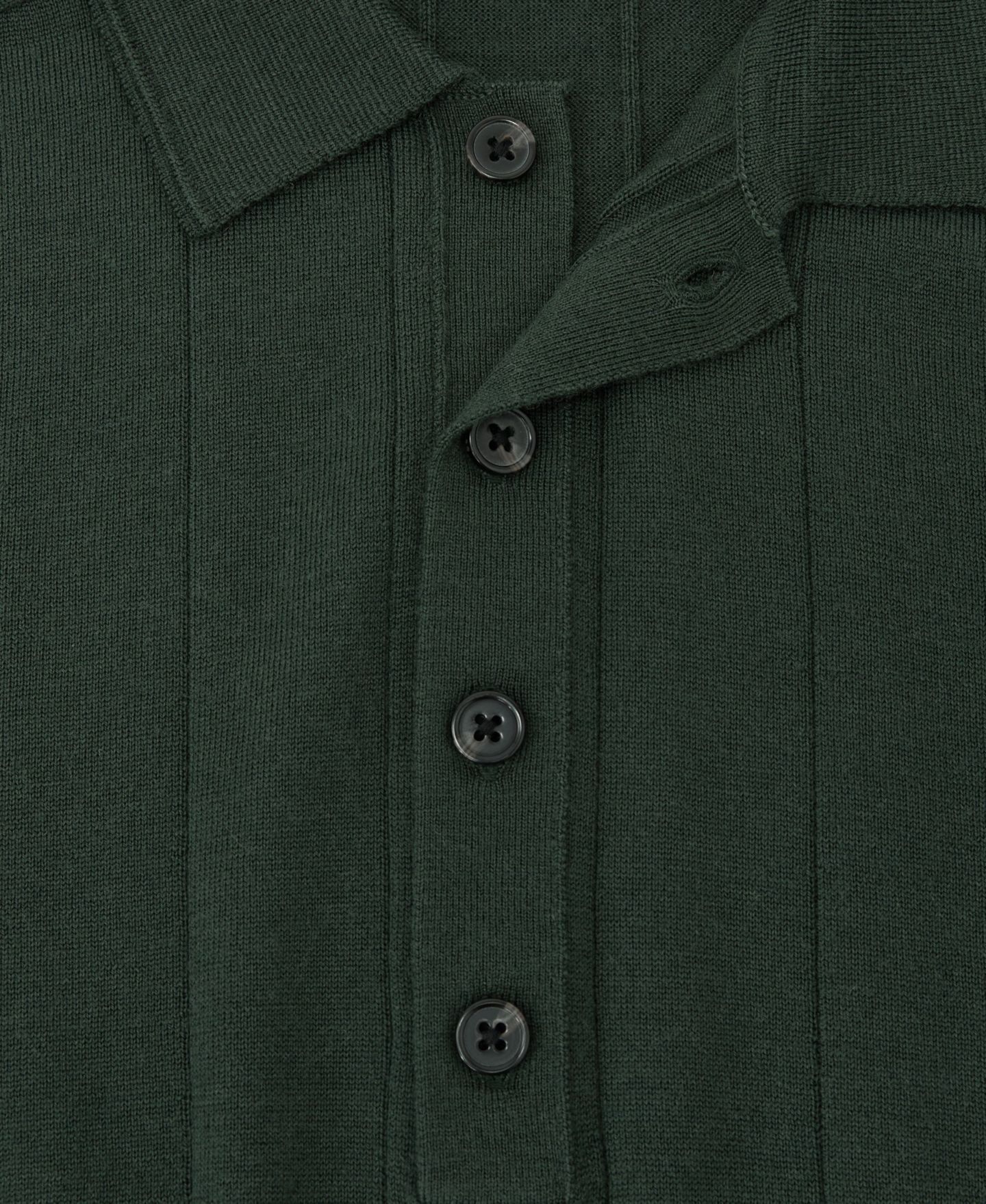 Мужское поло REISS Greyson Merino Wool Wide-Rib Polo Shirt, цвет: Тёмный зелёный — фото 3