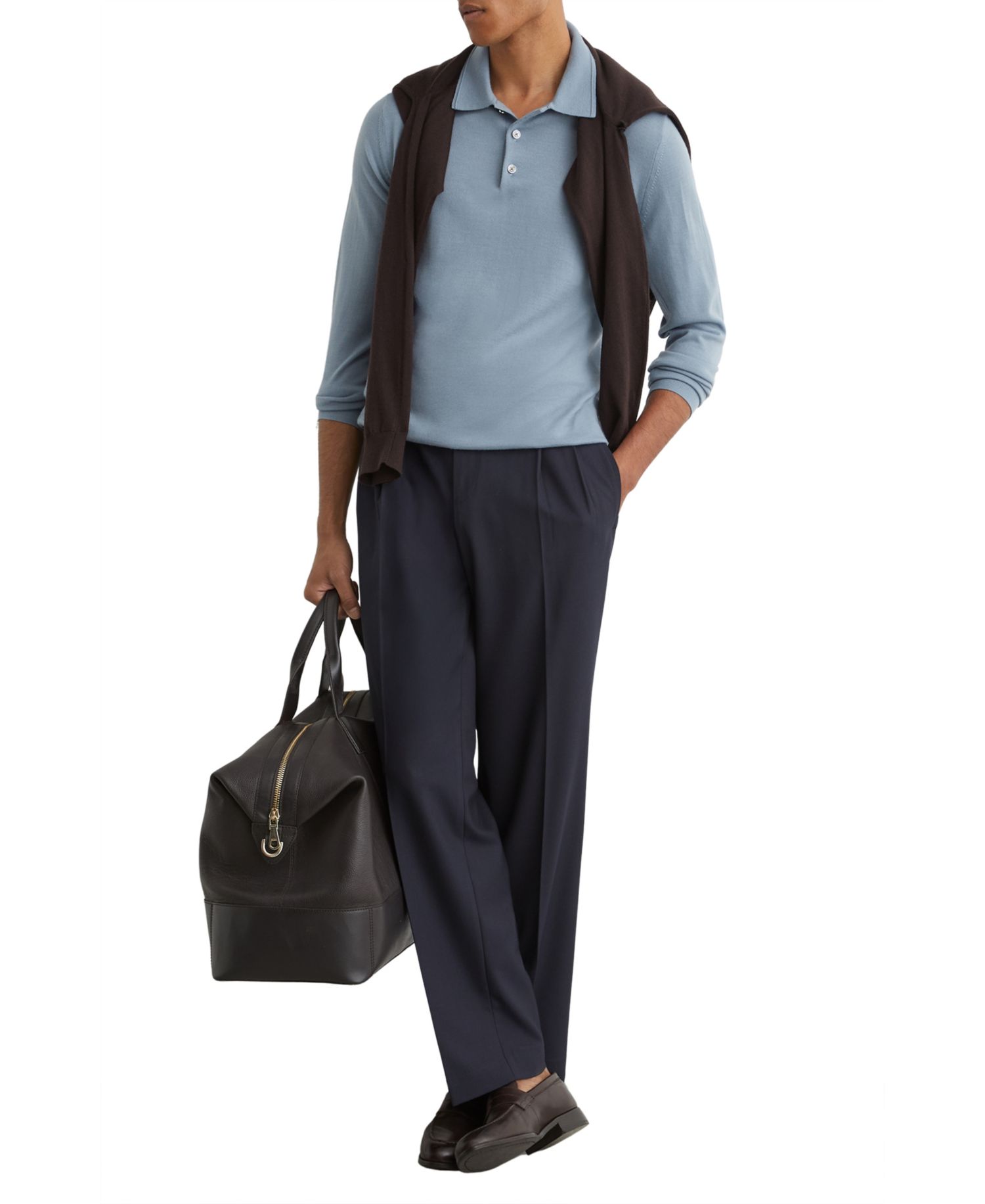 Men's Trafford Merino Wool Long-Sleeve Polo Shirt