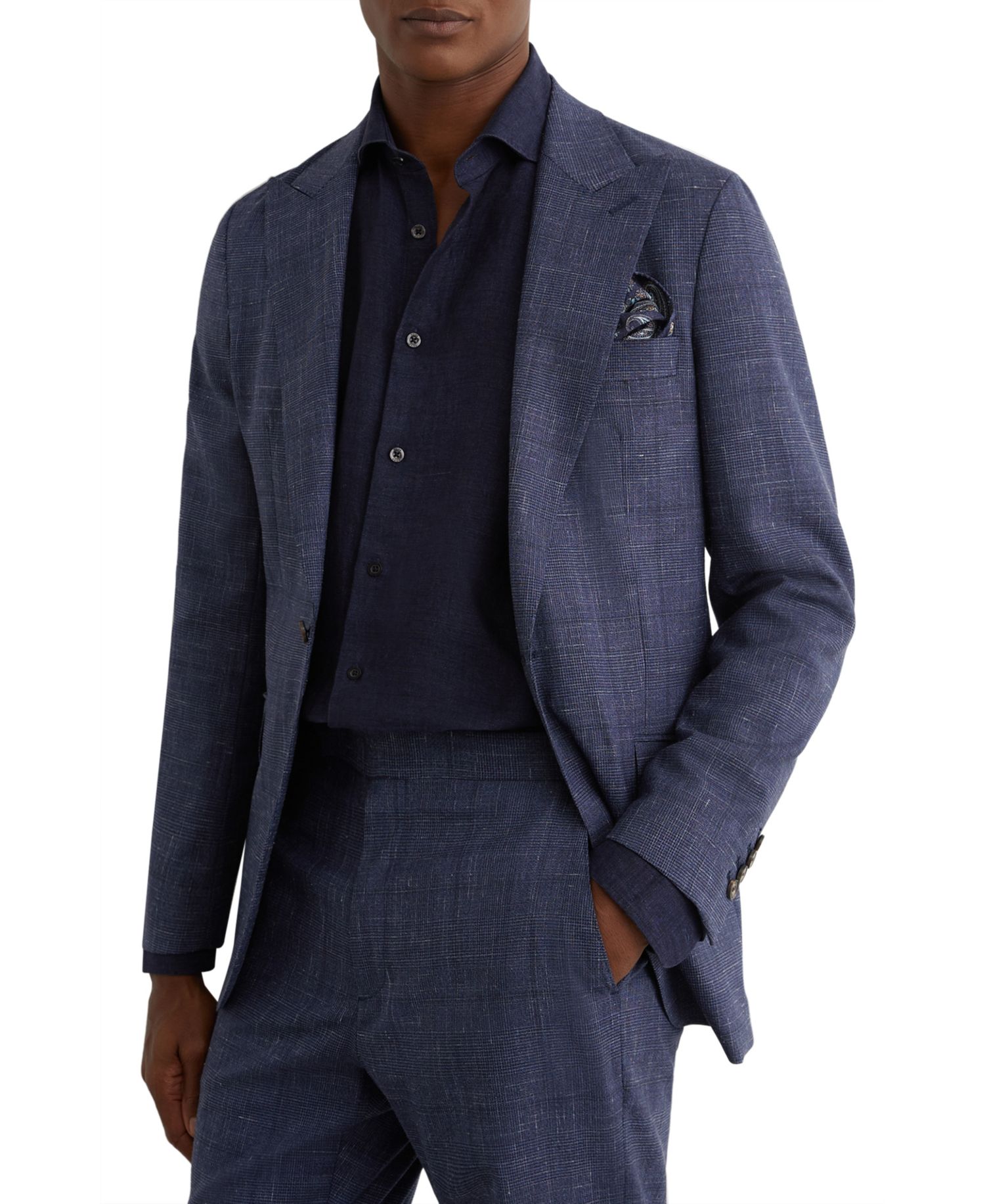 Men's Penso Wool-Blend Check Single-Breasted Classic-Fit Suit Blazer