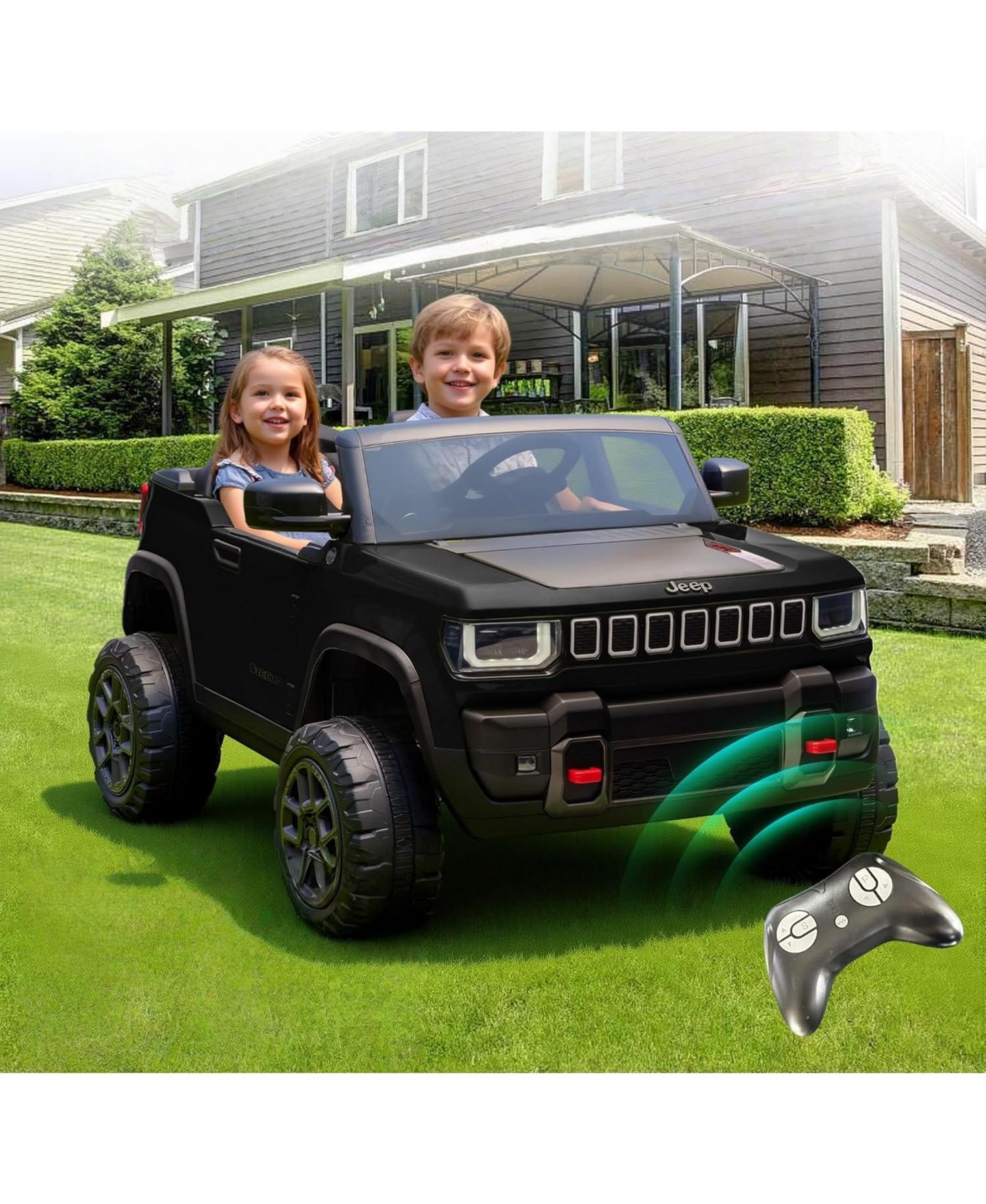 Детская игрушка homfan 41.7" x 27.2" x 13.8" Licensed 24V 2-Seater Electric Ride On Car, Ages 3-6, цвет: Чёрный — фото 1