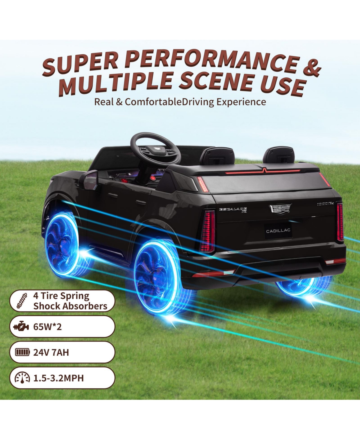 homfan 24V Licensed luxury 2-Seater Ride-On Car, Parent Remote Control, 4-Wheel Suspension, Smooth Start, Led Lights, wireless connection Music