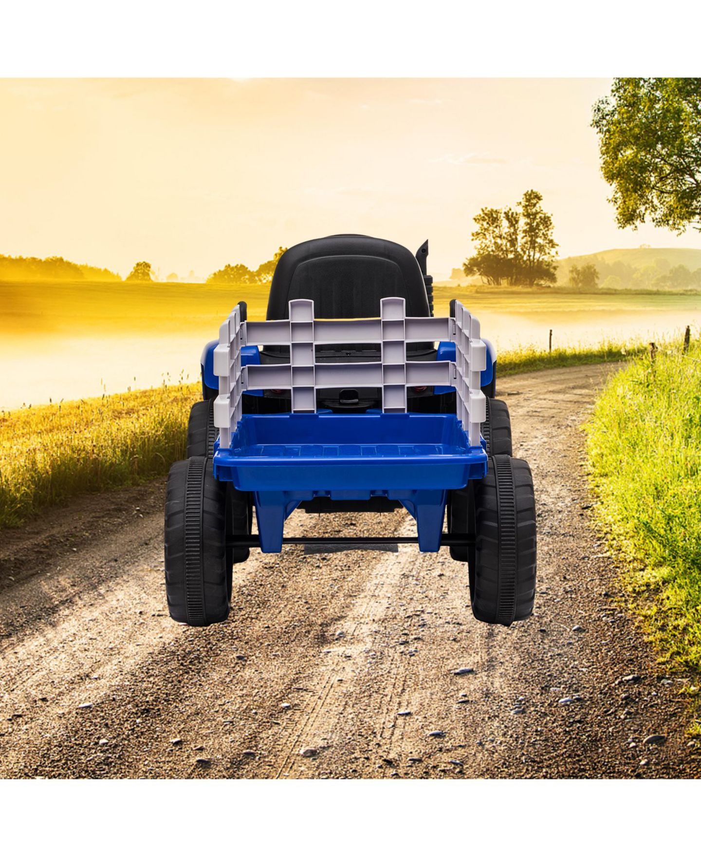 Детская игрушка homfan 12V Kids Electric Ride-On Tractor with Trailer - Remote Control - 7-LED Headlights - 2+1 Gear Shift - USB Music Player - Slow Start, цвет: Синий — фото 2