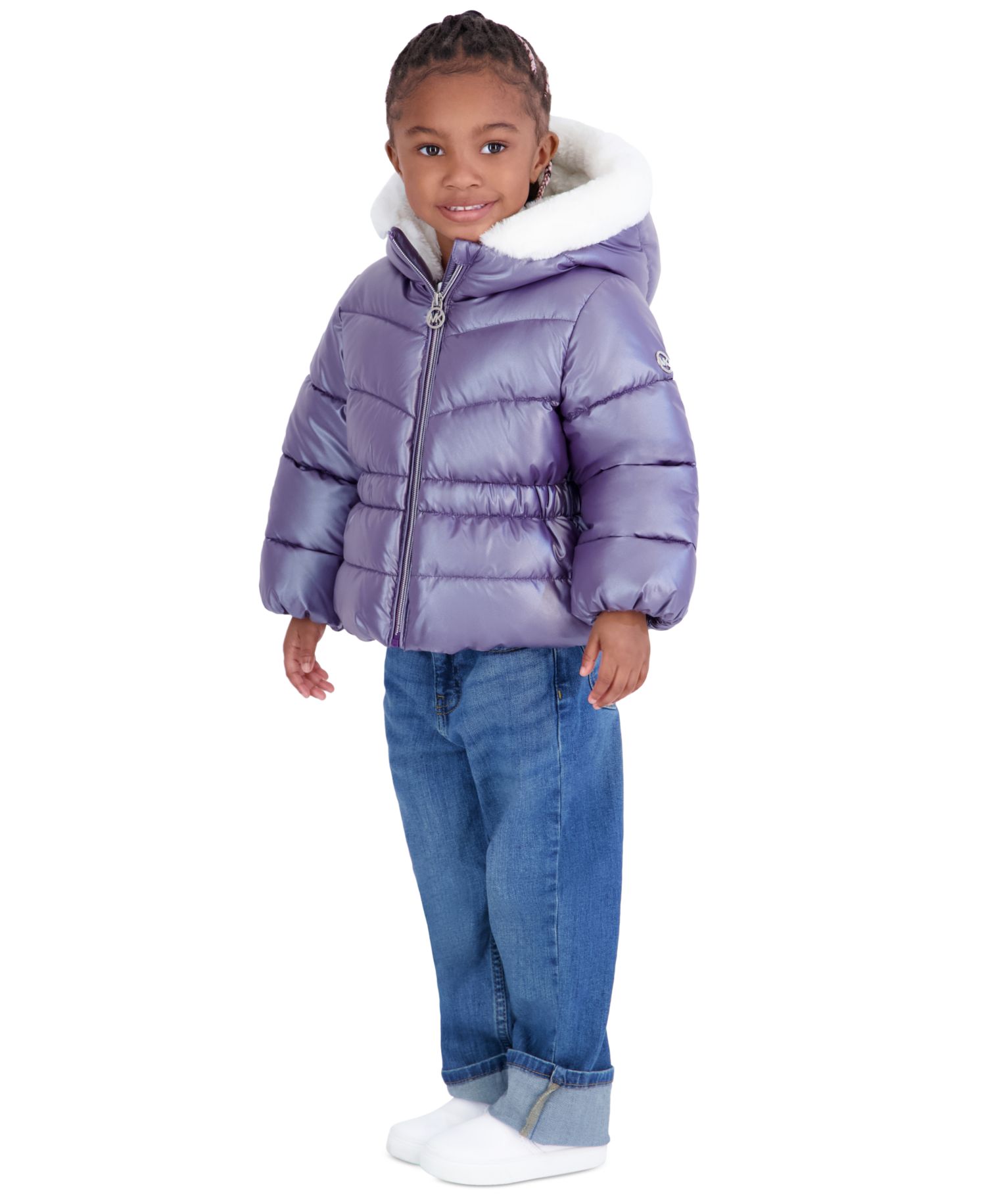 Toddler Girls' 2T-5T Pearlized Peplum Long-Sleeve Puffer Jacket