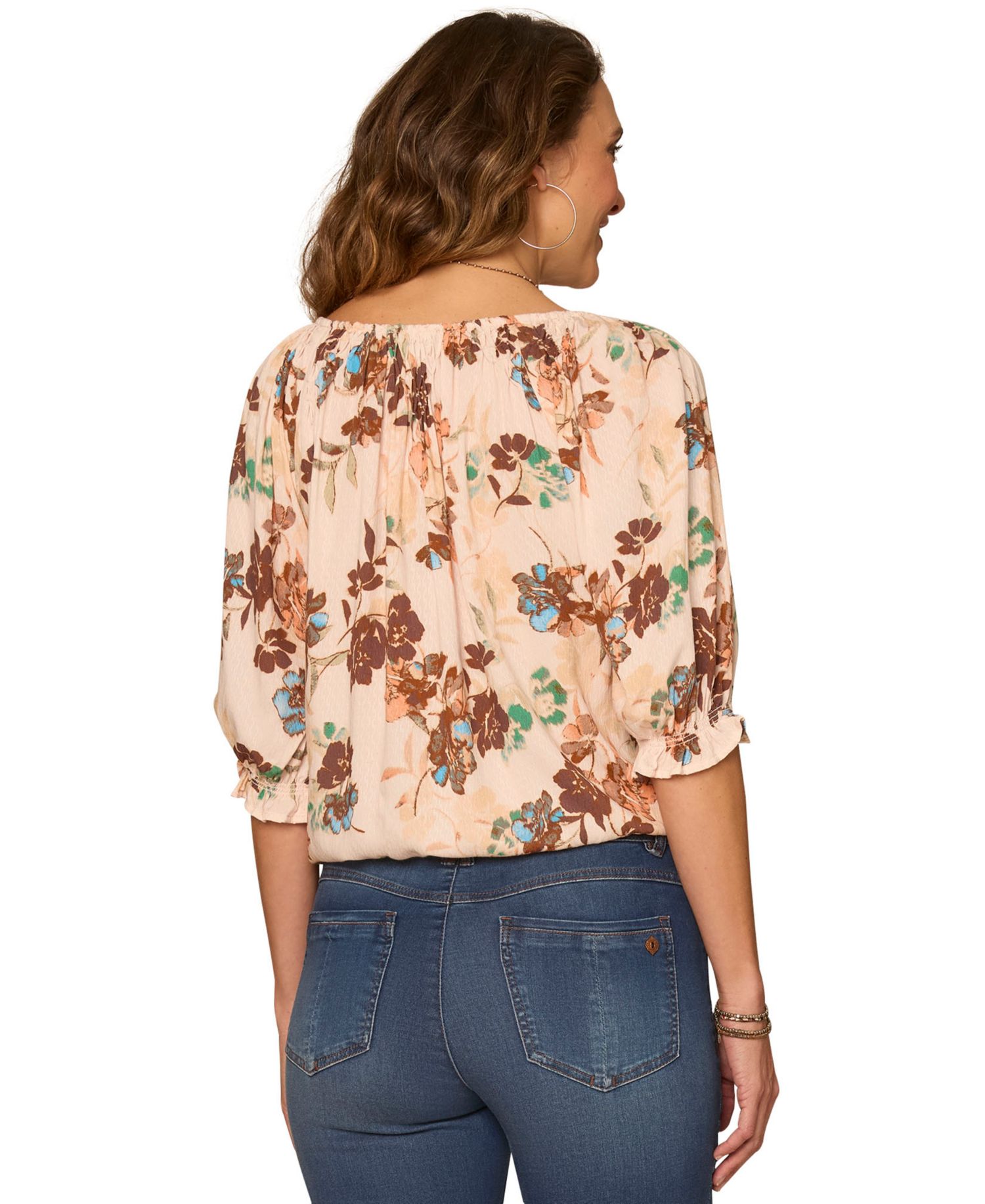 Women's Printed Scoop Neck Woven Top