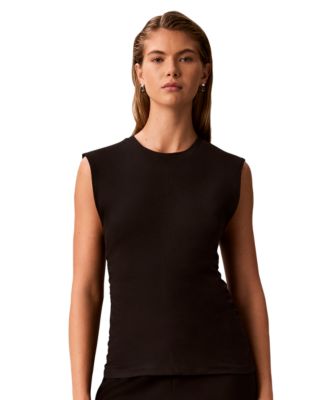 Women's Side Ruched Sleeveless T-Shirt