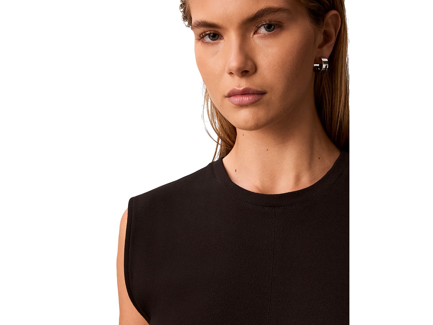 Женская футболка Calvin Klein без рукавов со сборками сбоку, цвет: Чёрный — фото 6