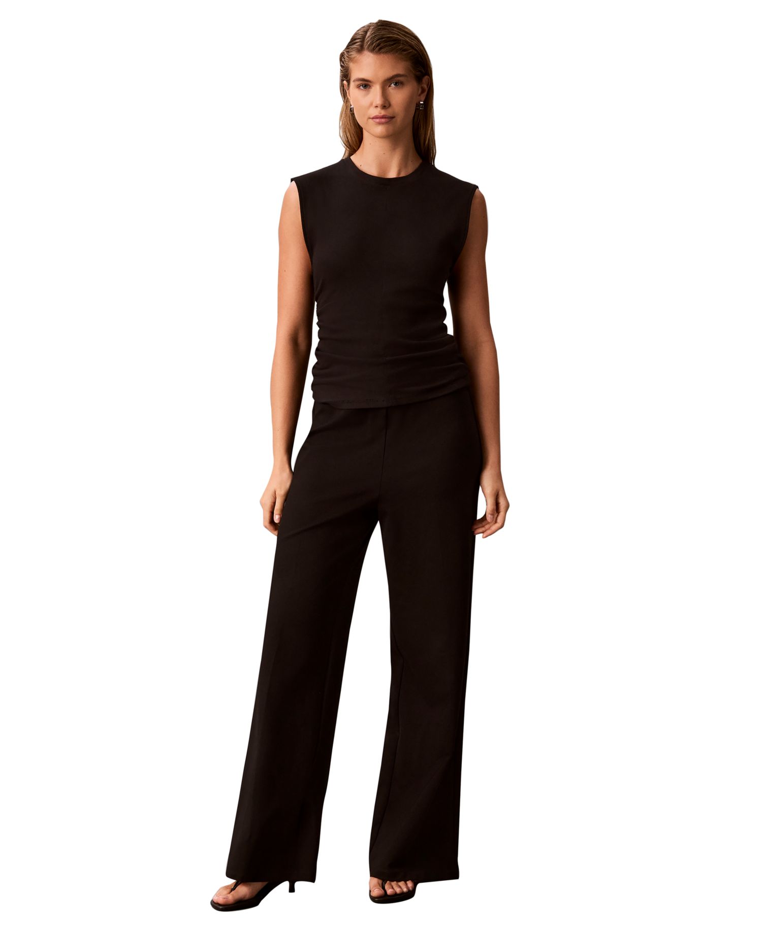 Women's Side Ruched Sleeveless T-Shirt
