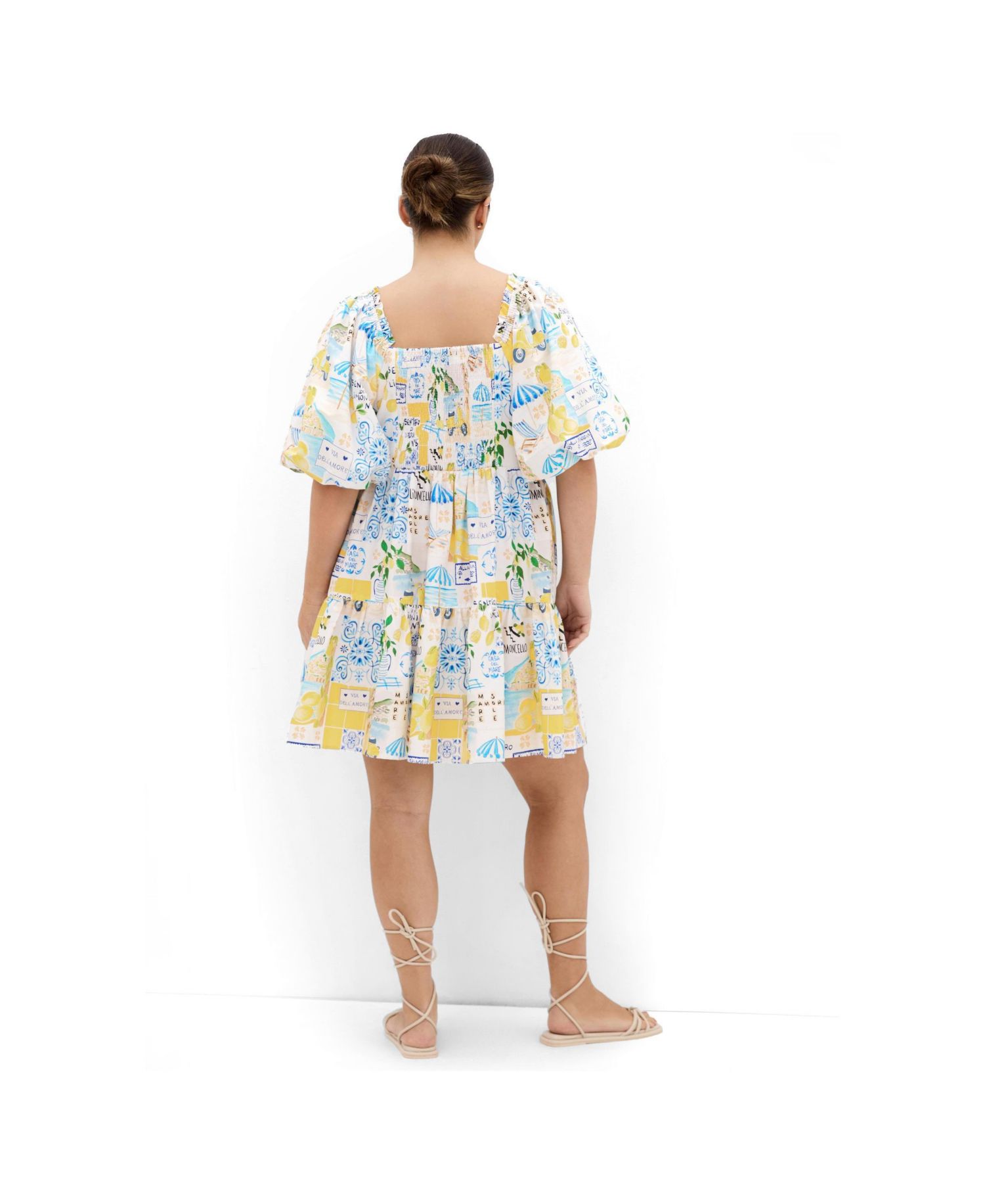 Women's Fantasy Berry Floral Print Puff Sleeve Mini Dress