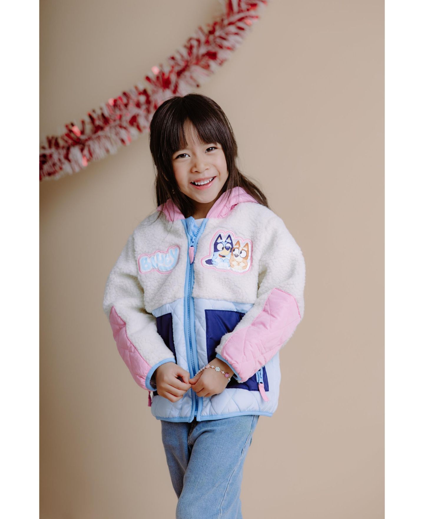 Куртка Bluey Hooded Fleece Jacket для девочек, цвет: Розовый синий — фото 2