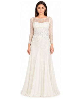 Women's Beaded High Neck Wedding Gown