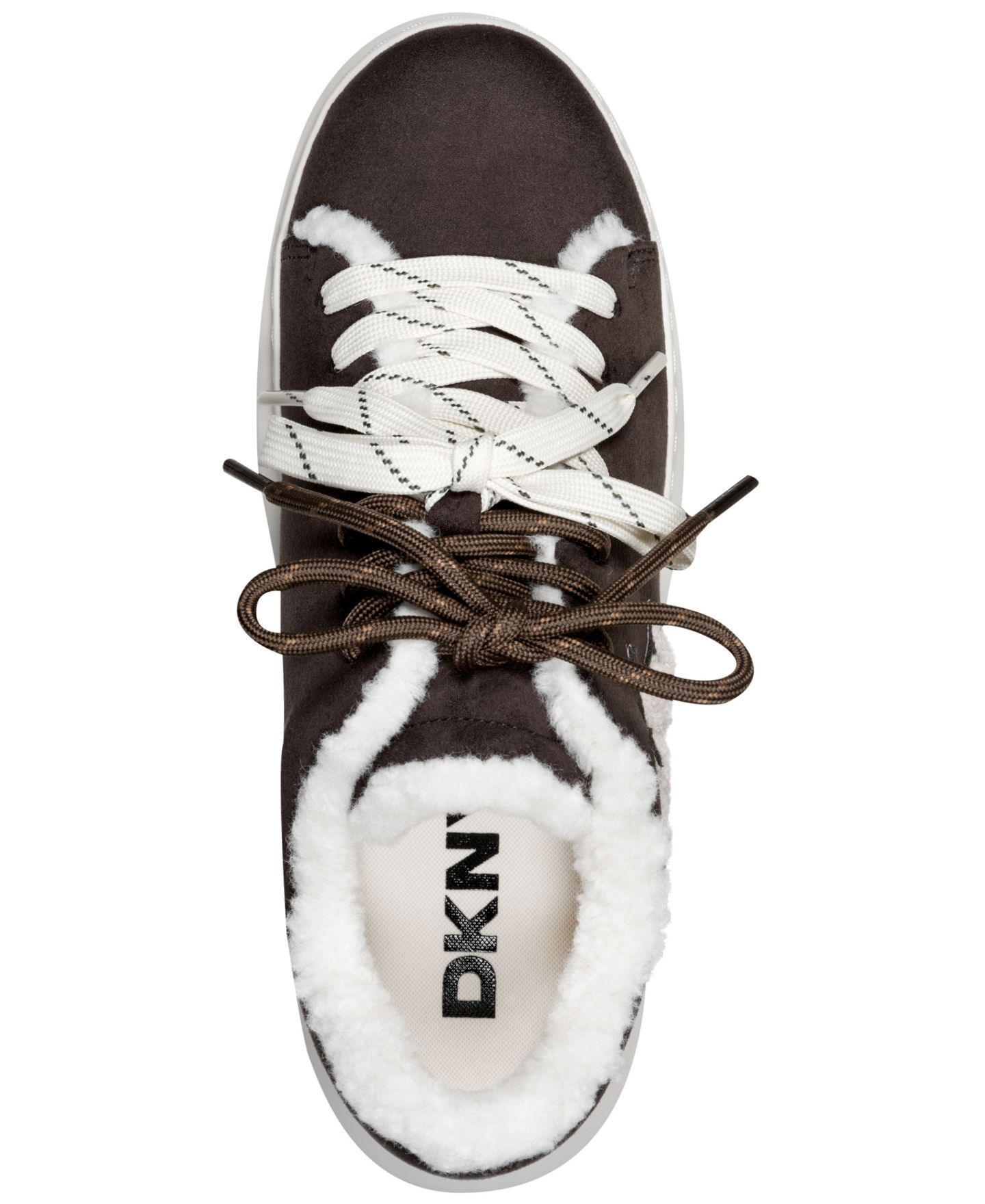 Женские кроссовки DKNY Keira Fur Lace-Up, цвет: Коричневый — фото 4