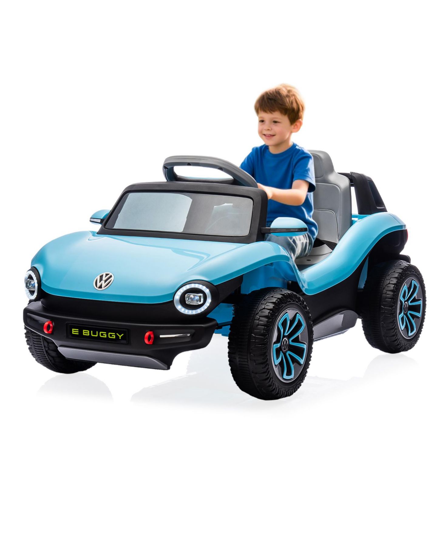 Детская игрушка homfan Licensed Volkswagen Beetle 12V Ride-On Car with Remote Control, LED Lights, Music, 66 lb Capacity, Ages 3+, цвет: Синий — фото 1
