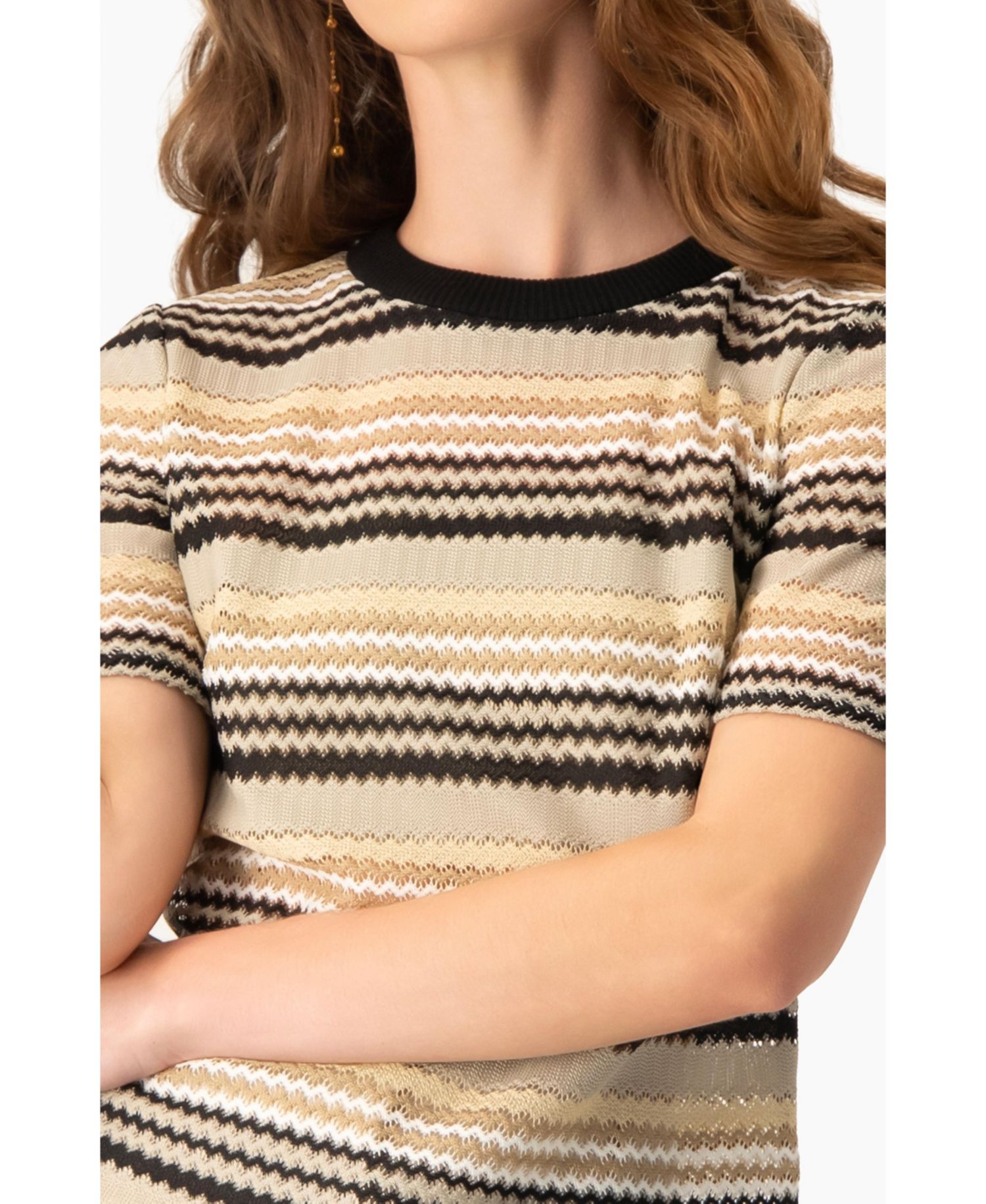 Women's Chevron Stripe Crochet Knit Top