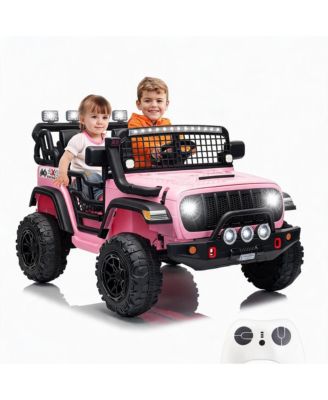 2 Seater 24V Electric Ride on Car with Remote Control, 20" Large Seat, 2 Safety Belts,Dual 200W Motors for 3+