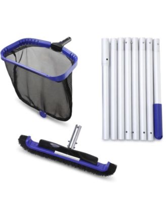 Pool Cleaning Kit Leaf Skimmer Brush Pole Set