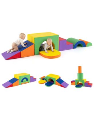 Toddler Soft Play Climbing Blocks Set, 7 Pieces with PU Leather Cover